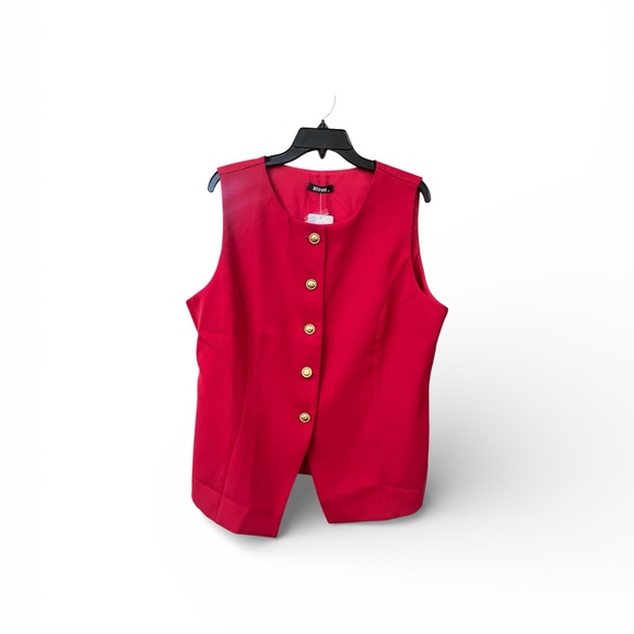 Red Button-Up Vest - Picture 3 of 8